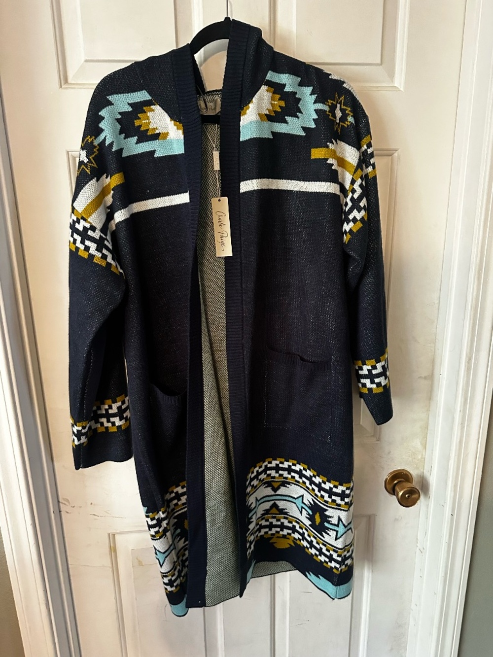 Long cardigan with western pattern